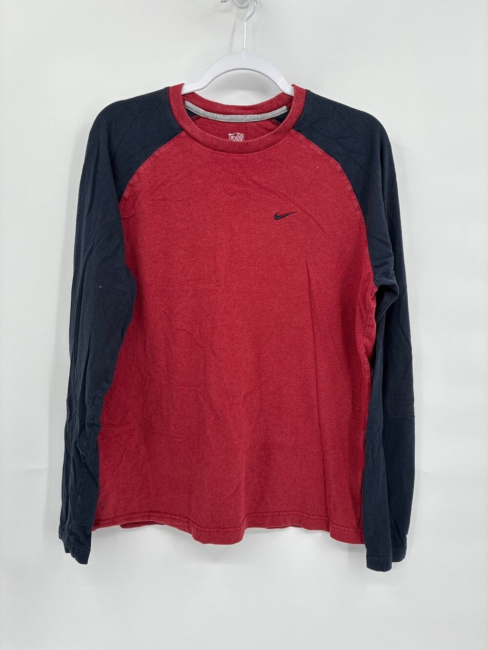Nike Athletic Department Red Blue Long Sleeve Shirt Embroidered Check XL